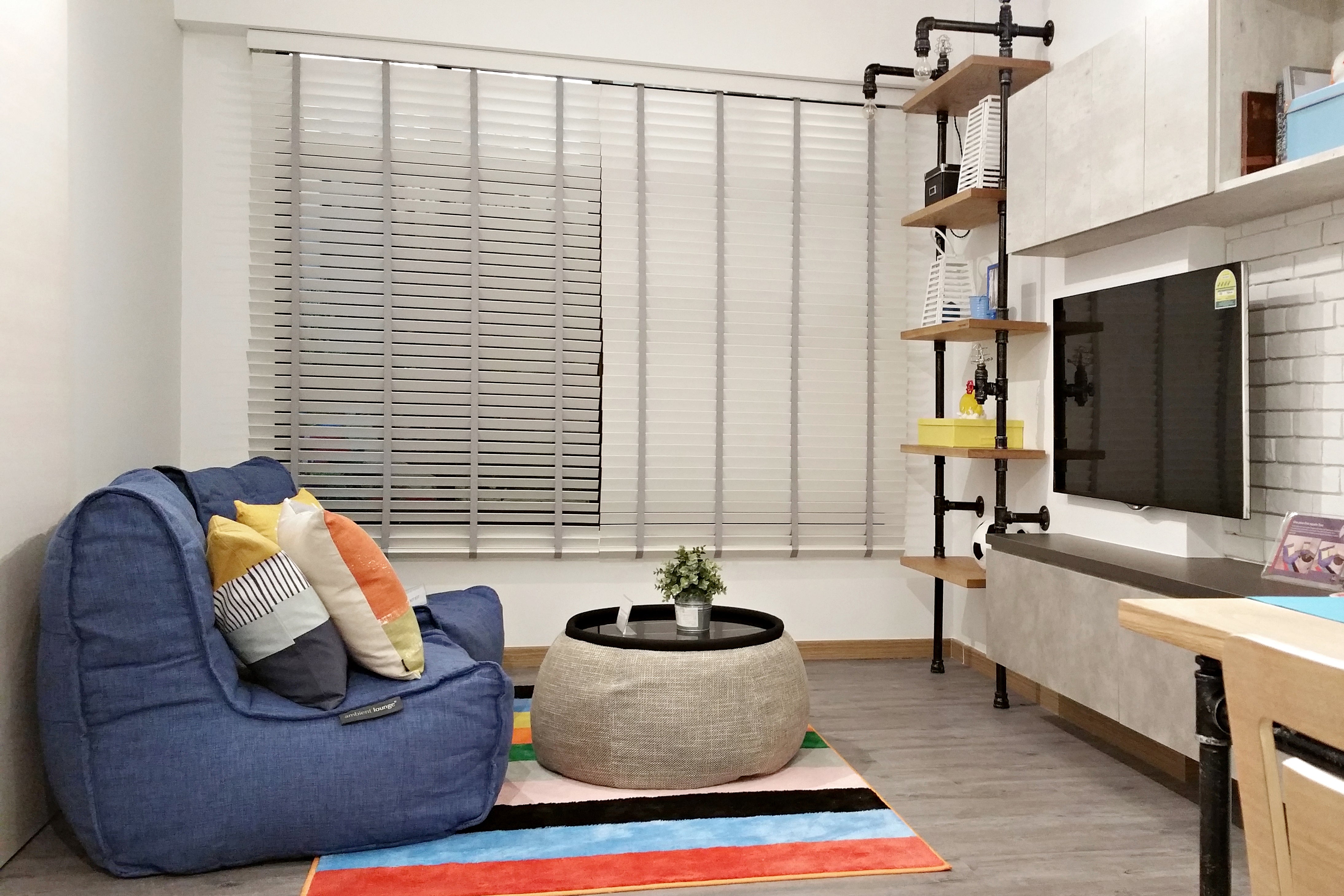 Twin Couch in Blue Jazz in HDB Hub 2-room Flexi showflat