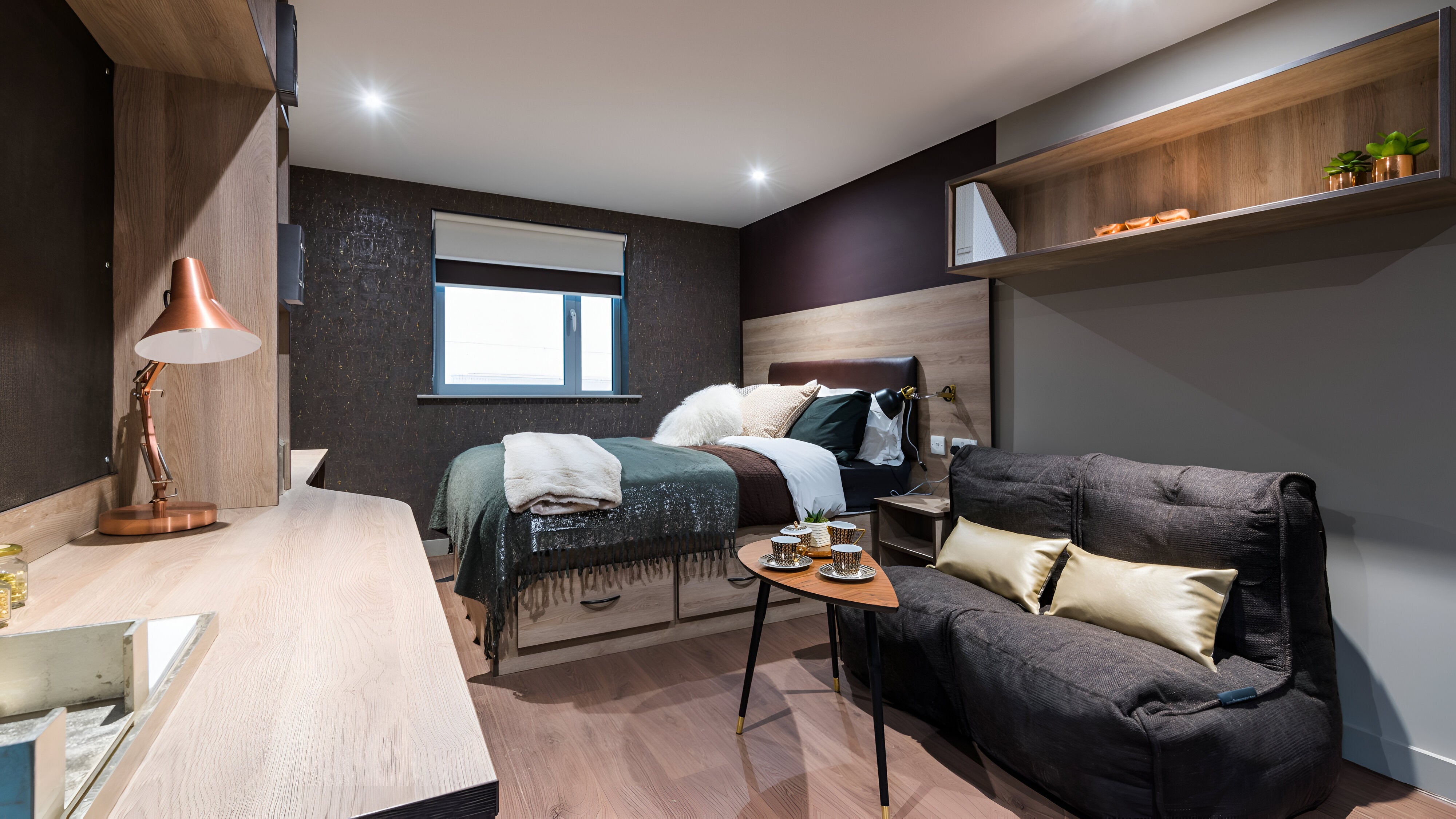 Twin Couch in Hot Chocolate in bedroom