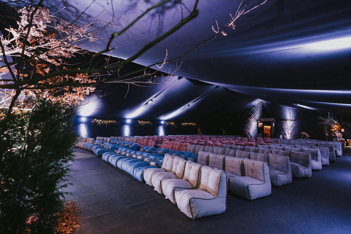 Bean bag sofas in Christmas cinema in London 01