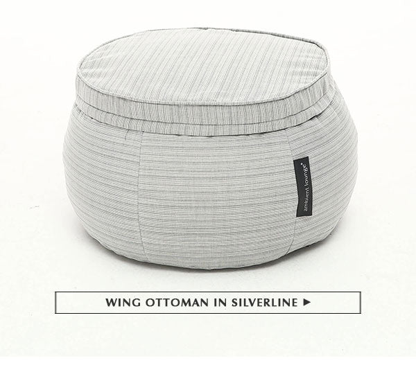Wing Ottoman in Silverline (Waterproof, Indoor/Outdoor)
