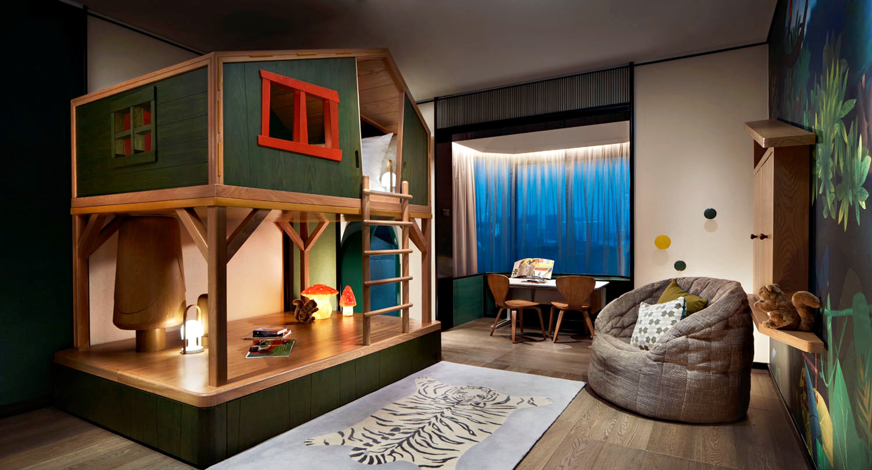 Butterfly bean bag sofa in Shangri-La Hotel Singapore's Treetop themed suite.