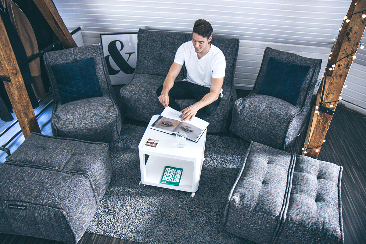 David seated in MOD 4 Quad Couch